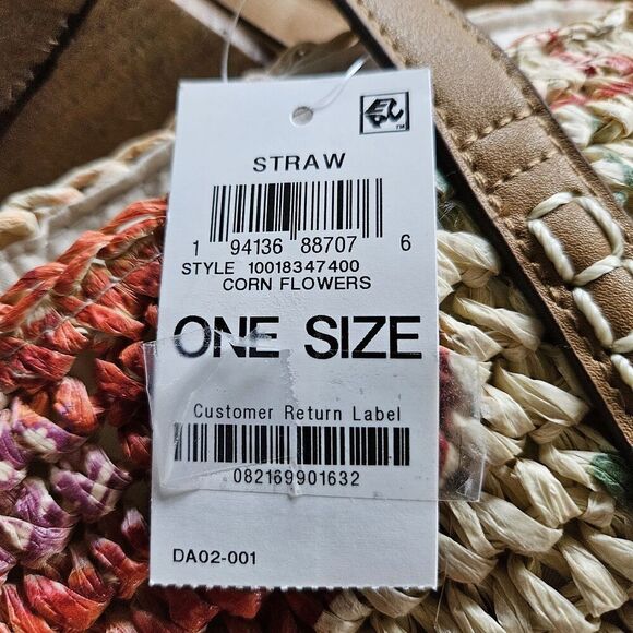 Style & Co Cornflower Straw Tote Bag Woven Floral Purse New Beach Resort Boho - Picture 8 of 11